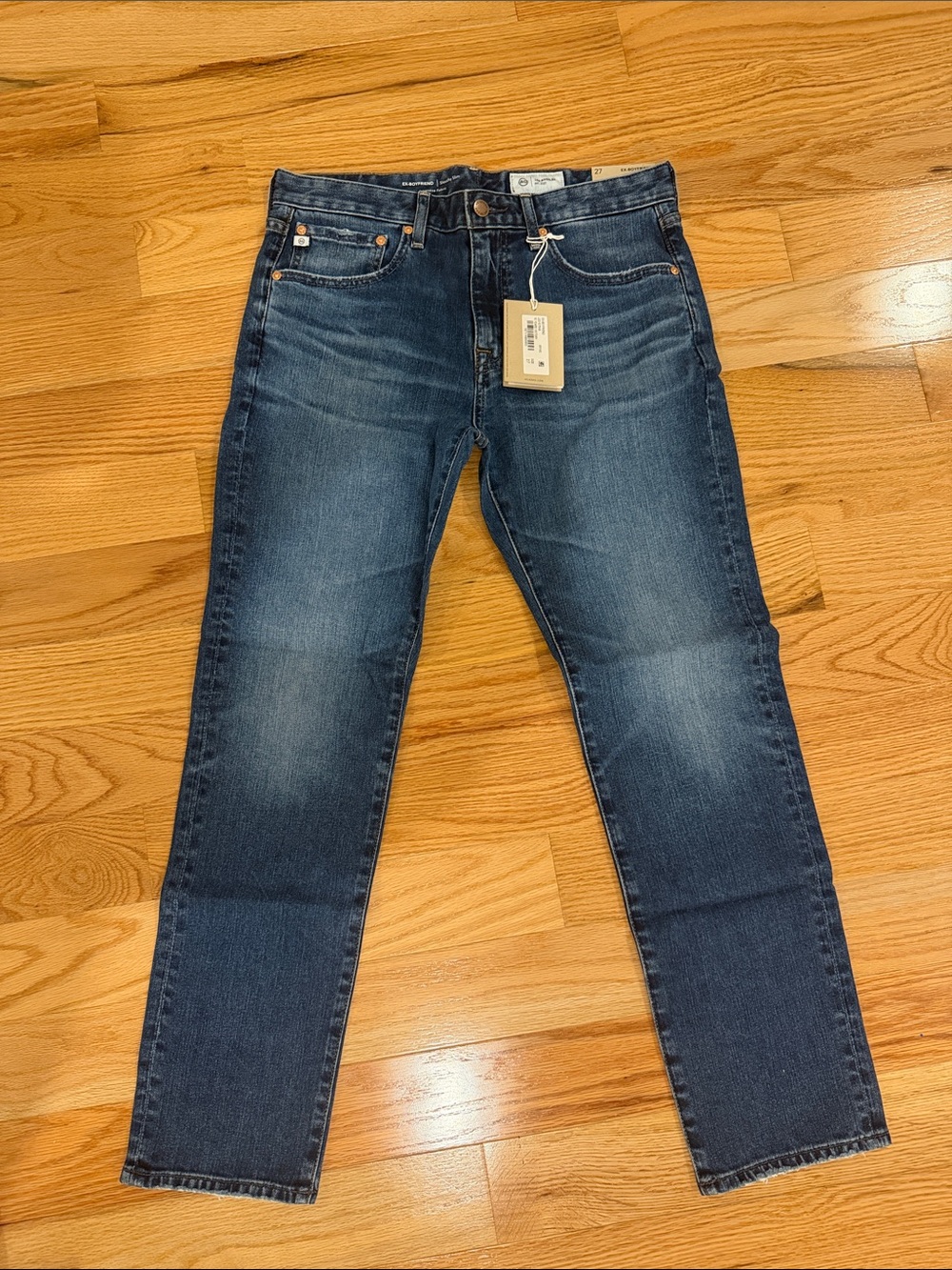 NWT AG Dark Blue Straight-Leg Jeans Ex-Boyfriend Slouchy Slim
